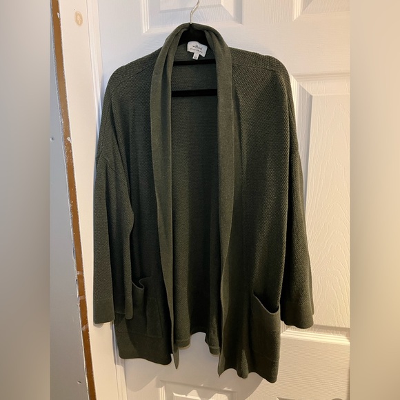 Dark Green Open Front Cardigan - Picture 2 of 3